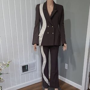 Ahluwalia Brown and Cream Women's Suit Set